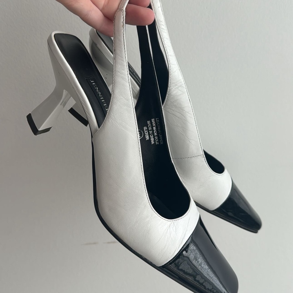 Jennifer Moore Black and White Slingback Heels